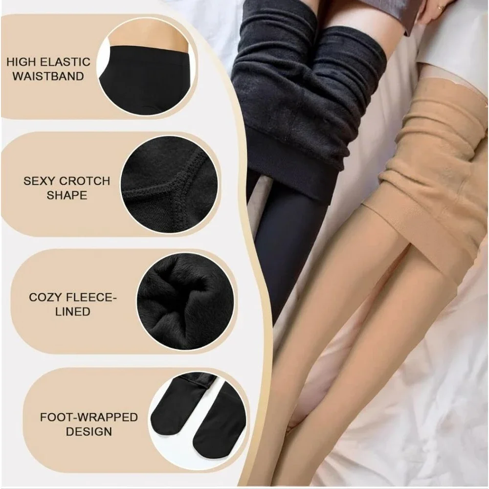 NEW 5-Pack Women's Fleece Lined Tights - Super Opaque Control Top Warm Tights
